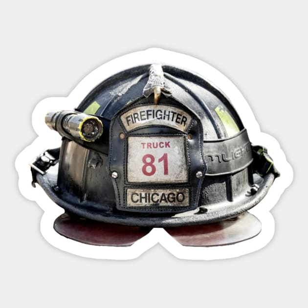 CHICAGO FIRE HELMET - TRUCK 81 Sticker by emilybraz7